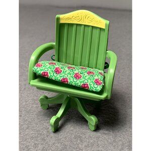Loving Family Green Office Swivel Chair Dollhouse Furniture with Floral Cushion